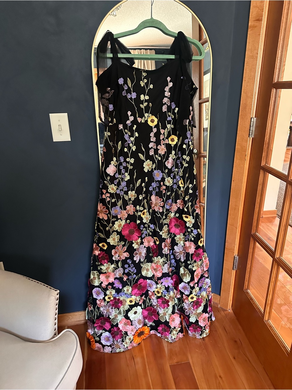 Lulu's Black Maxi Dress with Multicolor Floral Embroidery